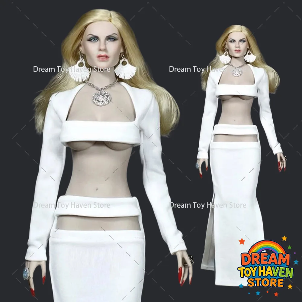 

1/6 Female Soldier Elegant White Halter Crop Top High-Slit Skirt Set Accessory Fit 12Inch TBL PH Action Figure Model Toys
