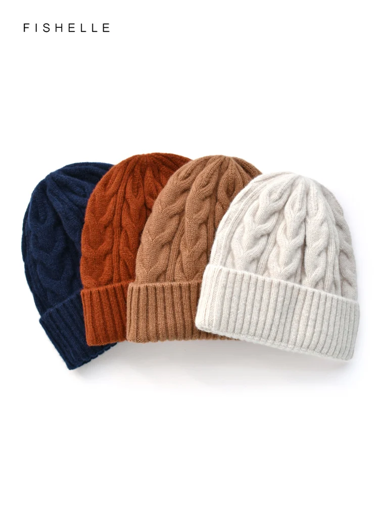 Cappello di lana kink tinta unita da donna berretto di lana lavorato a maglia caldo da uomo autunno inverno berretto regali di Natale di Capodanno