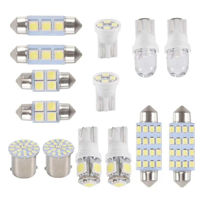ABHY-14Pcs LED Interior Package Kit For T10 36Mm Dome License Plate Lights White Parking Lights Bulb Auto Door Lamp