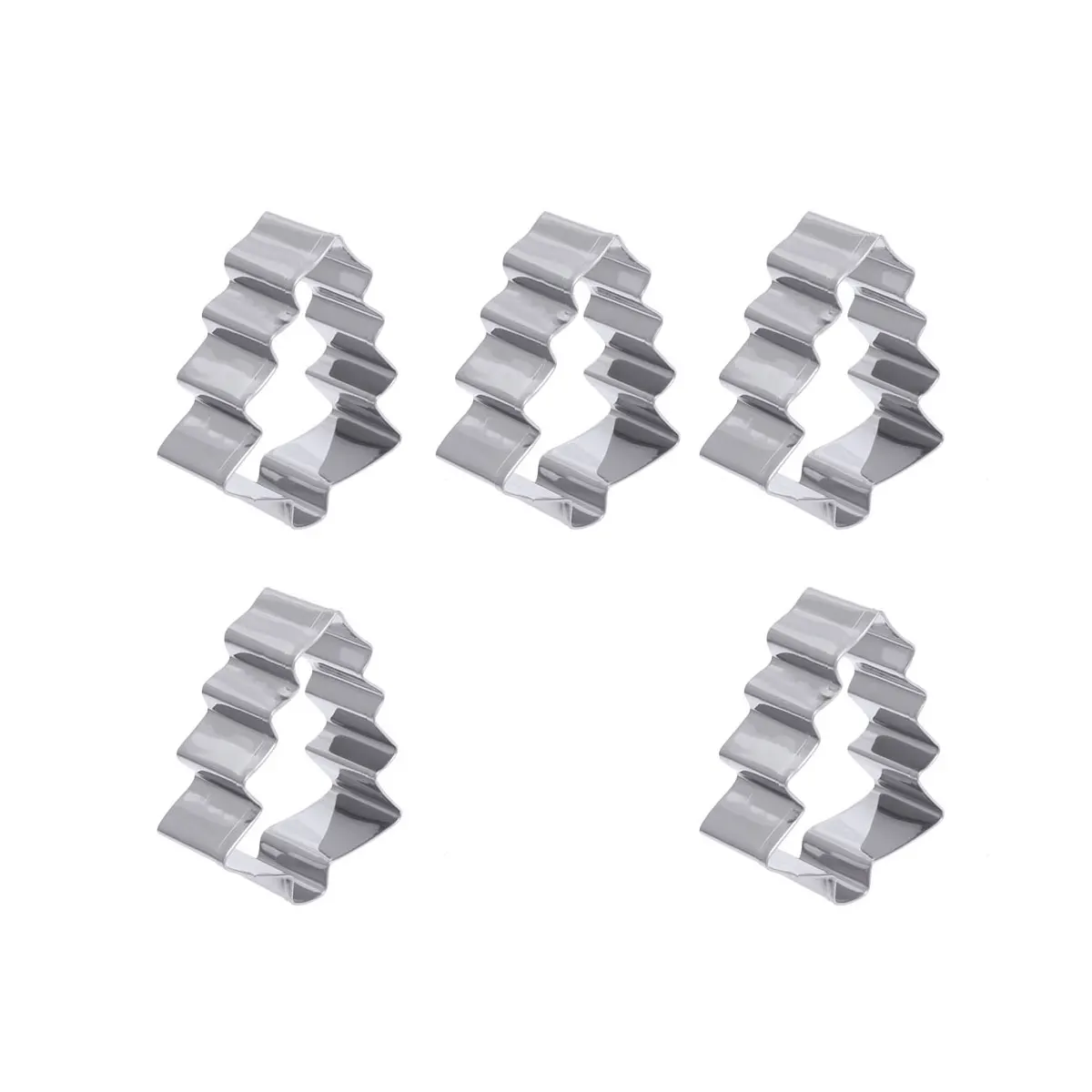 

5 Pcs Christmas Tree Cake Mold Fondant Baking Biscuit Fudge Cookie Cutters Stainless Steel