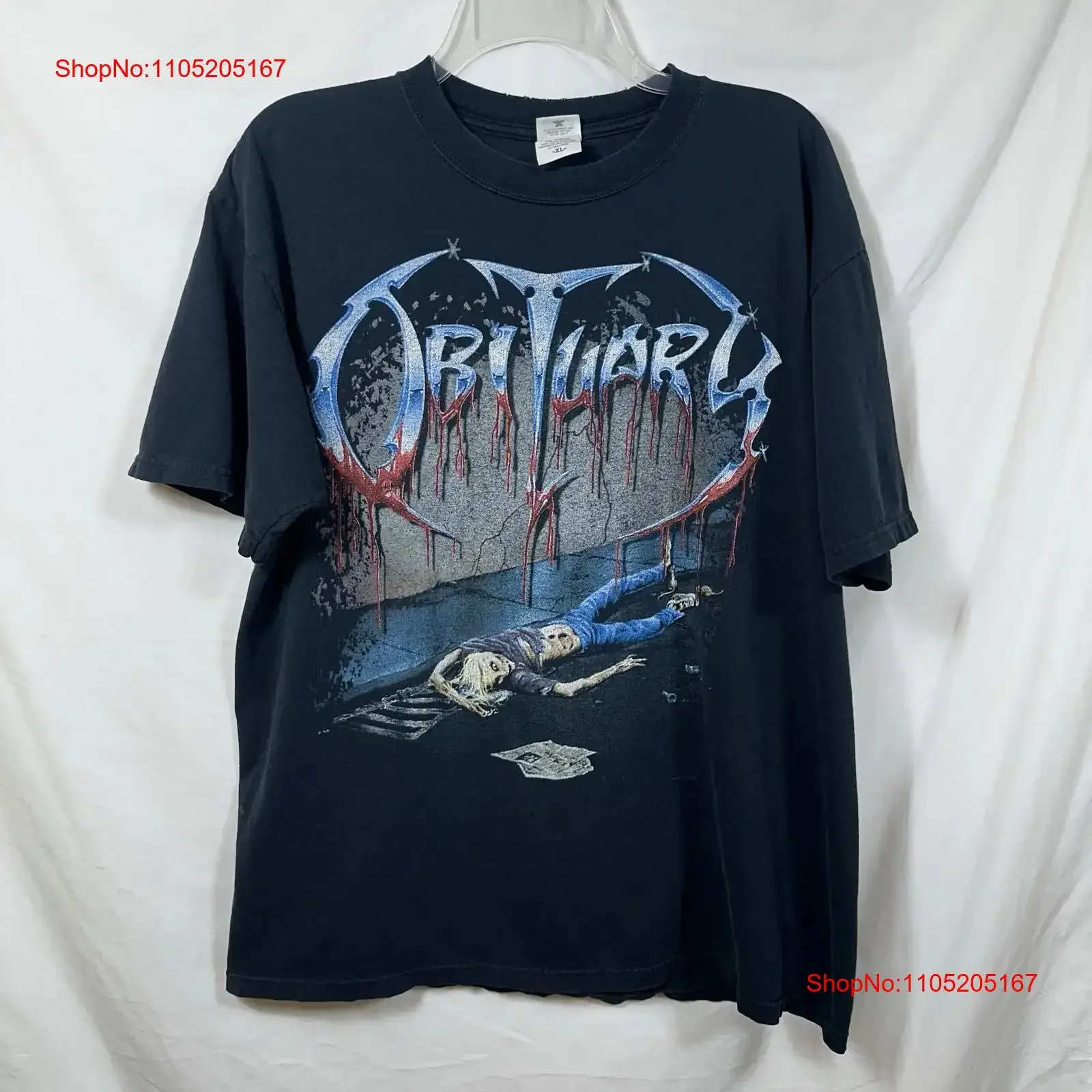 Vintage Obituary Slowly We Rot Double Sided XL Death Metal Band T Shirt 80s 2006 Y2K vintage Washed Stylish streetwear homme