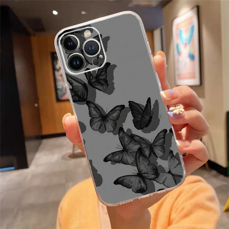 

Purple Pink Butterfly Phone Case Carcasa Funda For iPhone 17 Pro Max 17 Air 16 15 14 13 Pro Max 15 16 Pro 15Plus