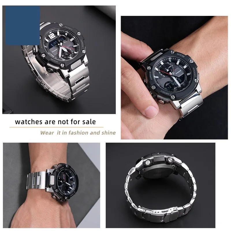 Stainless Steel Watch Strap For Casio G-Shock GST-B300 “Steel Heart” Series Men\'s watch Band  20mm silver Bracelet+tools
