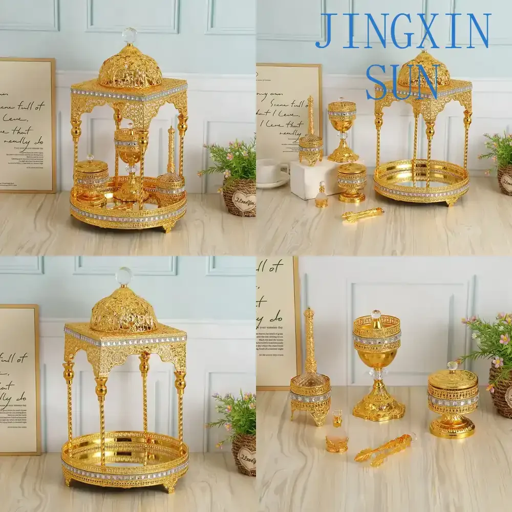 Metal Incense Burner Set for Home Decor Aromatherapy for Living Room Bedroom Bathroom for Arab Middle East Style for Ramadan