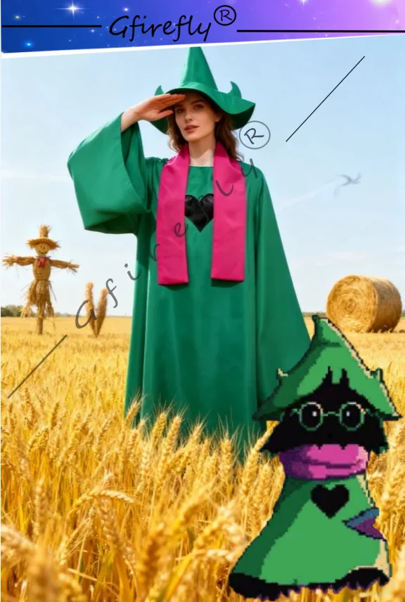 Undertale Ralsei Косплей Костюм Deltarune Игра и аниме Косплей Одежда Тот же стиль зеленой накидки с капюшоном для ролевых игр