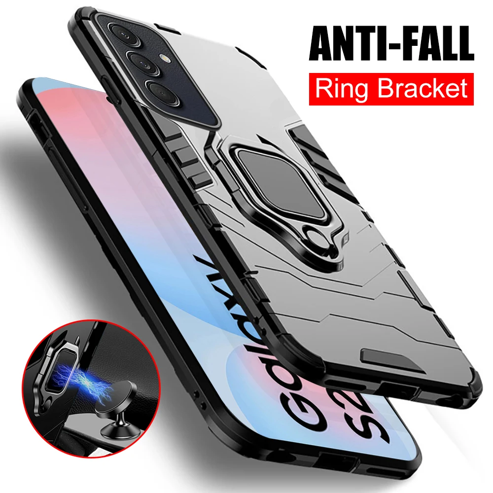 Shockproof Armor Coque For Samsung Galaxy S24 FE Case Car Magnetic Holder Protect Ring Stand Cover On Galaxy S24FE S 24 S24 FE