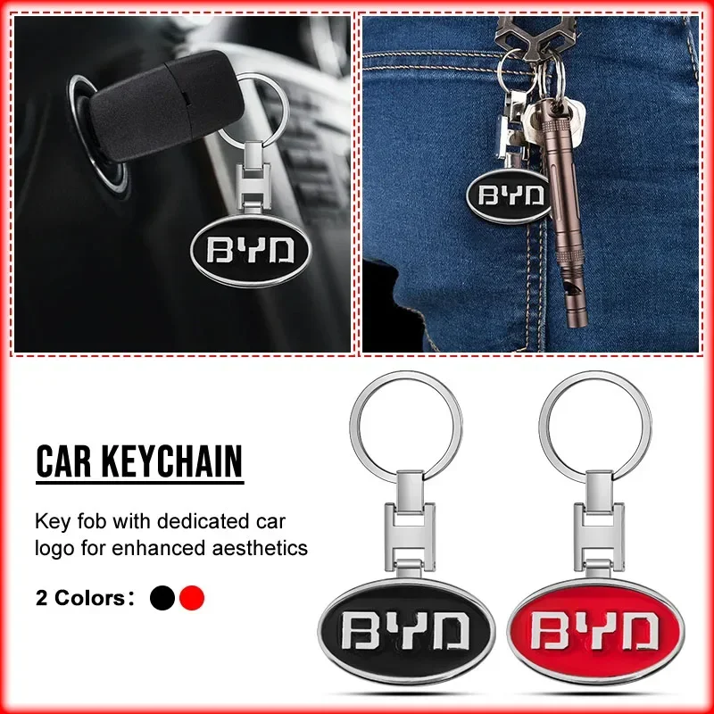 1PCS Car Emblem Metal Keychain Key Fob Ring For BYD Tang Song Qin Yuan Han Atto 3 Dolphin S6 G3 E6 Interior Part
