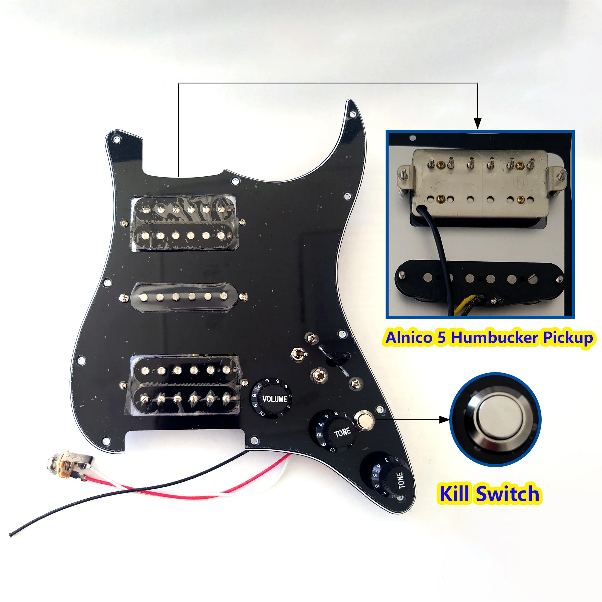 HSH Prewired Guitar St Pickguard Set With Silent Switch kill swith Ainico 5 Humbucker Pickups For FD ST Guitar