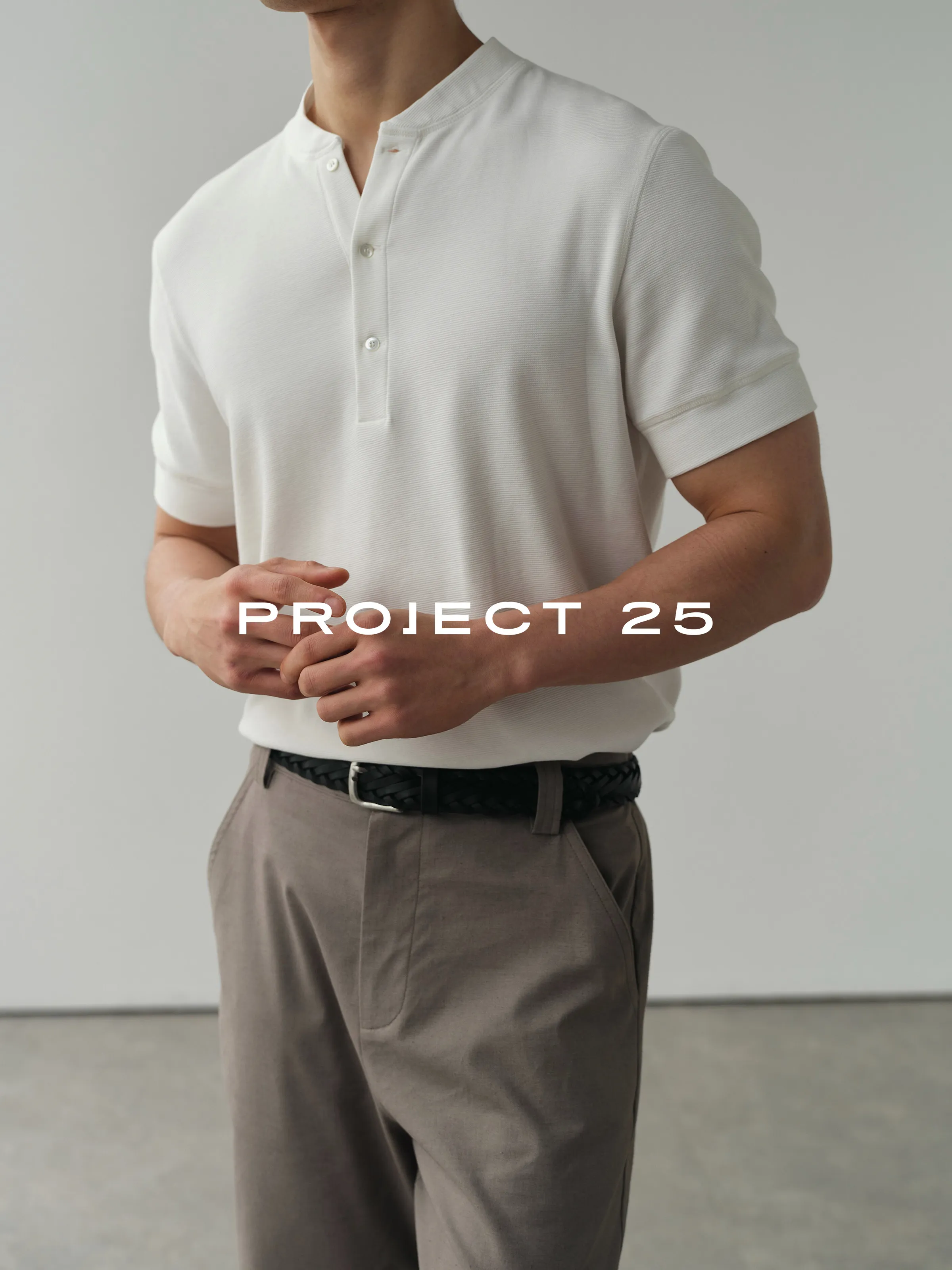 PROJECT 25 Men's Textured Cotton Old Money Style Henley T-Shirt