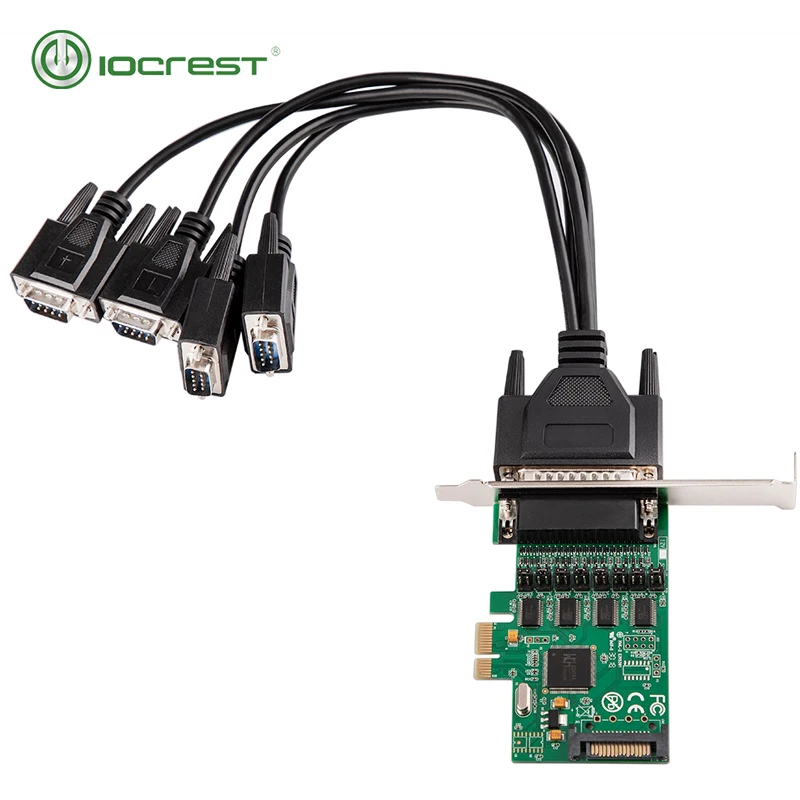 IOCREST Serial Rs232 Ports Pcie X1 I/O Controller Card 4 DB 9 Bracket PCI Express WCH384 Chipset