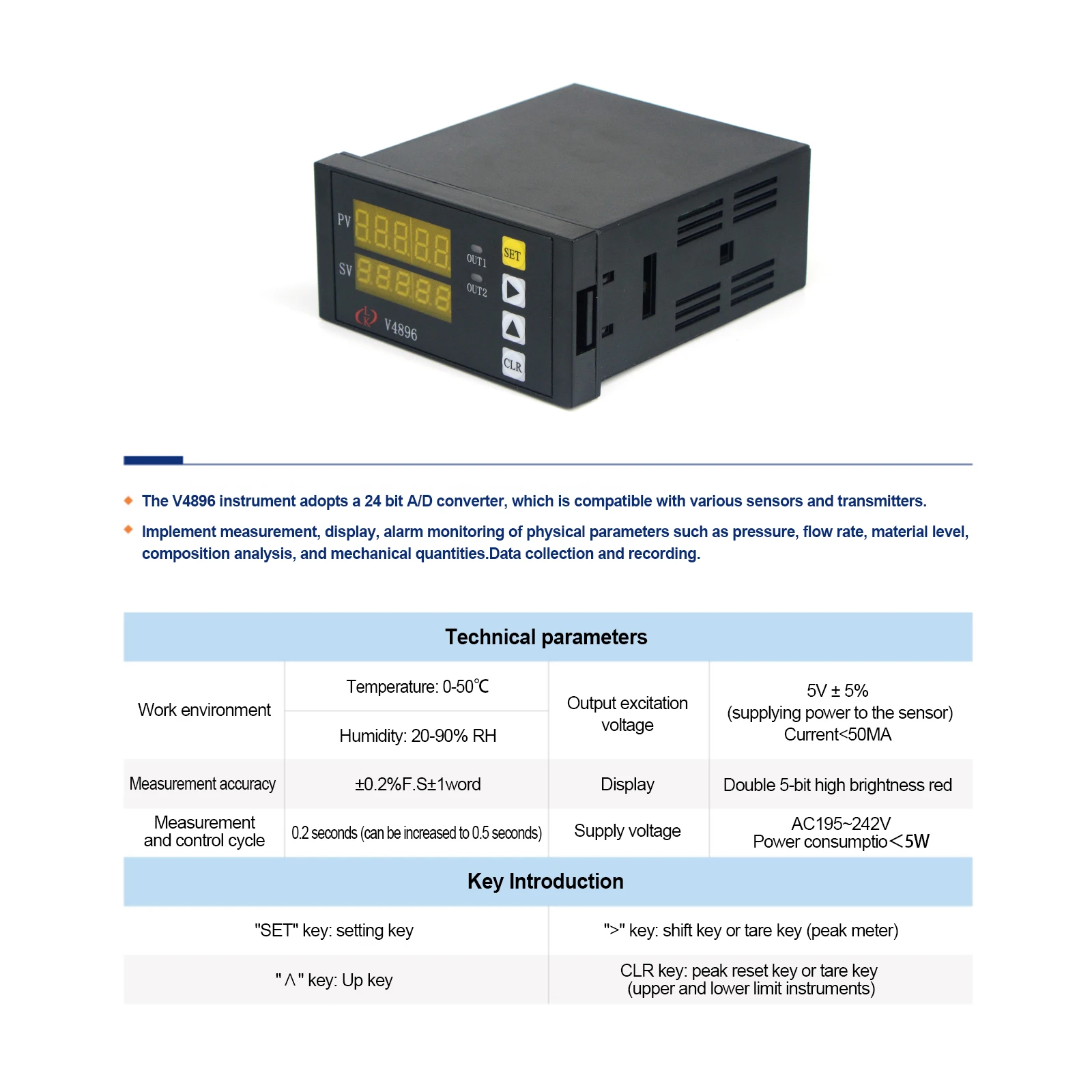 Load Cell Weighing Sensor + Indicator display,Test Tension and Compression Force Weight Pressure Sensor for Scale 100KG-1T