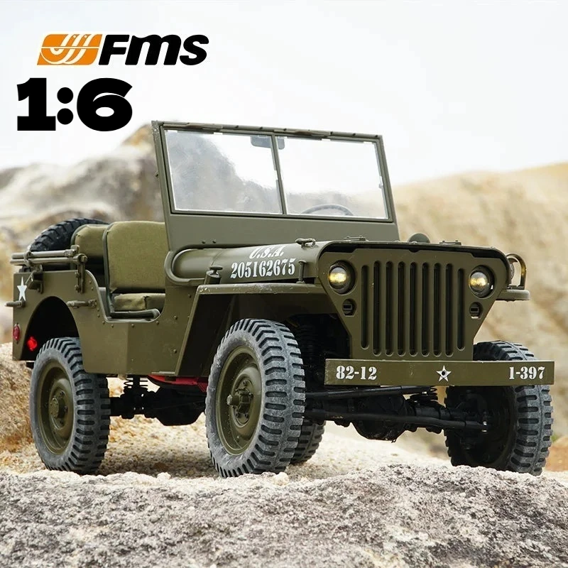 

Радиоуправляемый внедорожный краулер Split FMS 1:6, масштабная модель 1941 Willys MB Jeep, 4WD, электрический, для бездорожья, для скалолазания, игрушечная машинка на пульте управления