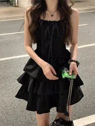 High Quality 2024 New French Black Camisole Dress for Women's Summer Haute Couture Temperament with A Waistband Dress Vestidos