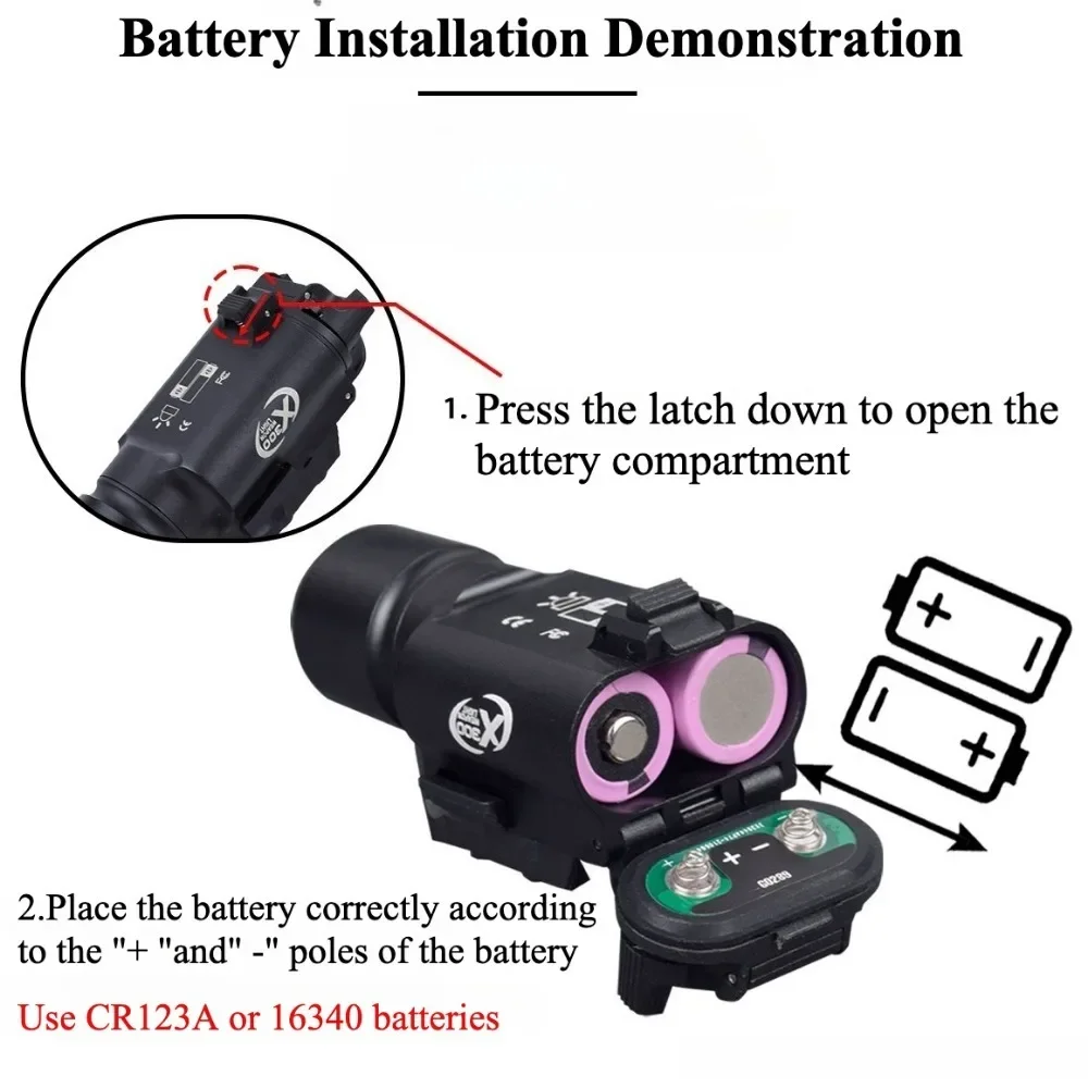 Tactical X300 X300U Ultra Pistol Scout Gun Light Rifle Airsoft Hunting Weapon LED Flashlight for Outdoor Hunting Fit 20mm Rail