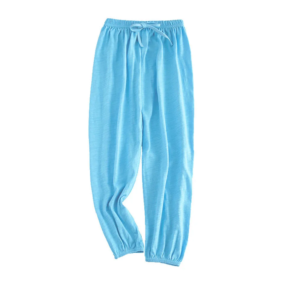 Boy Girl Breathable Bamboo-Cotton Long Pants for Children Unisex Style Elastic Waist Summer Sleepwear Kids Nightwear Trousers