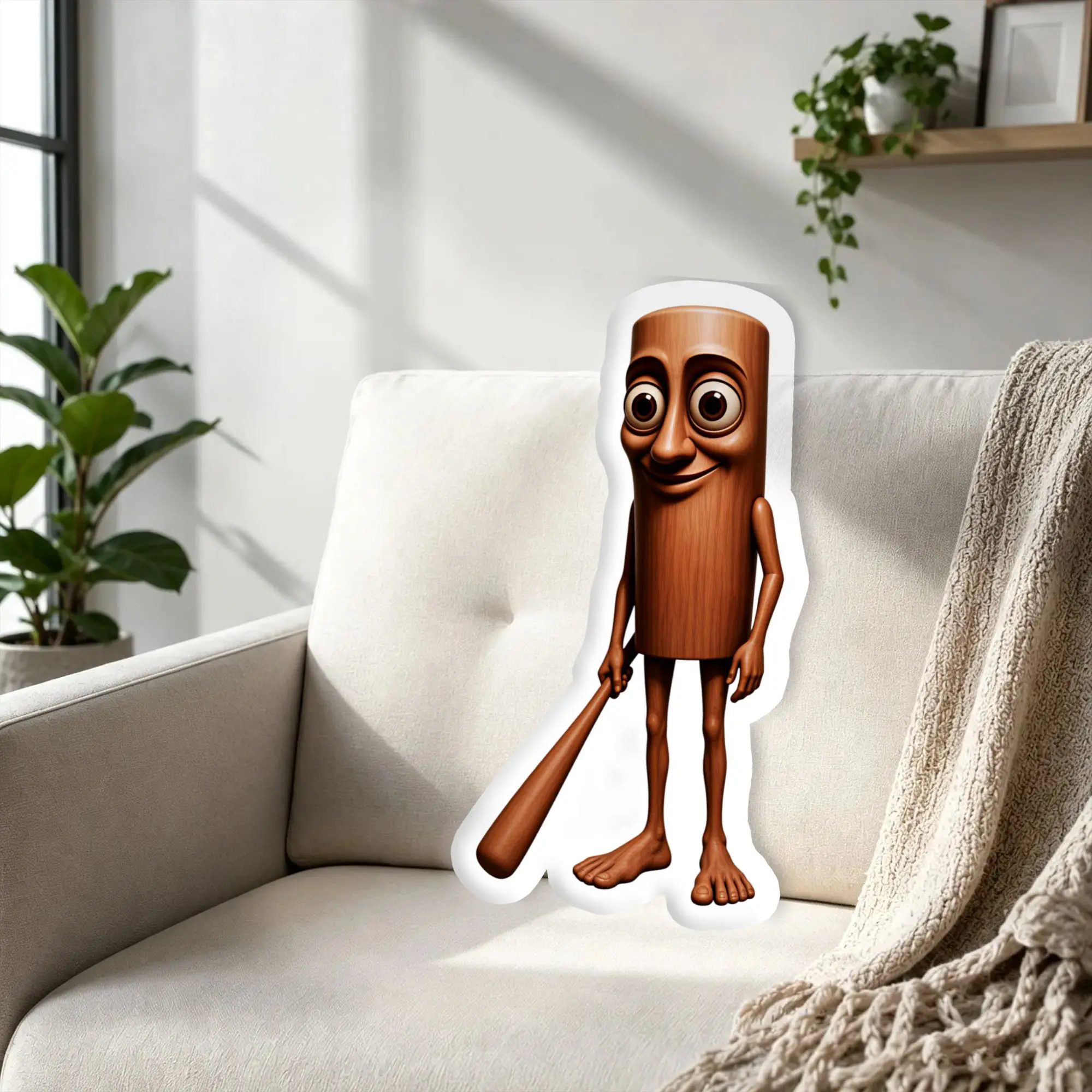 Photo Italian Brainrot Throw Pillow Humorous Tung Tung Tung Sahur Stuffed Cushions Pillow for Bed Bedroom Sofa Home Decor