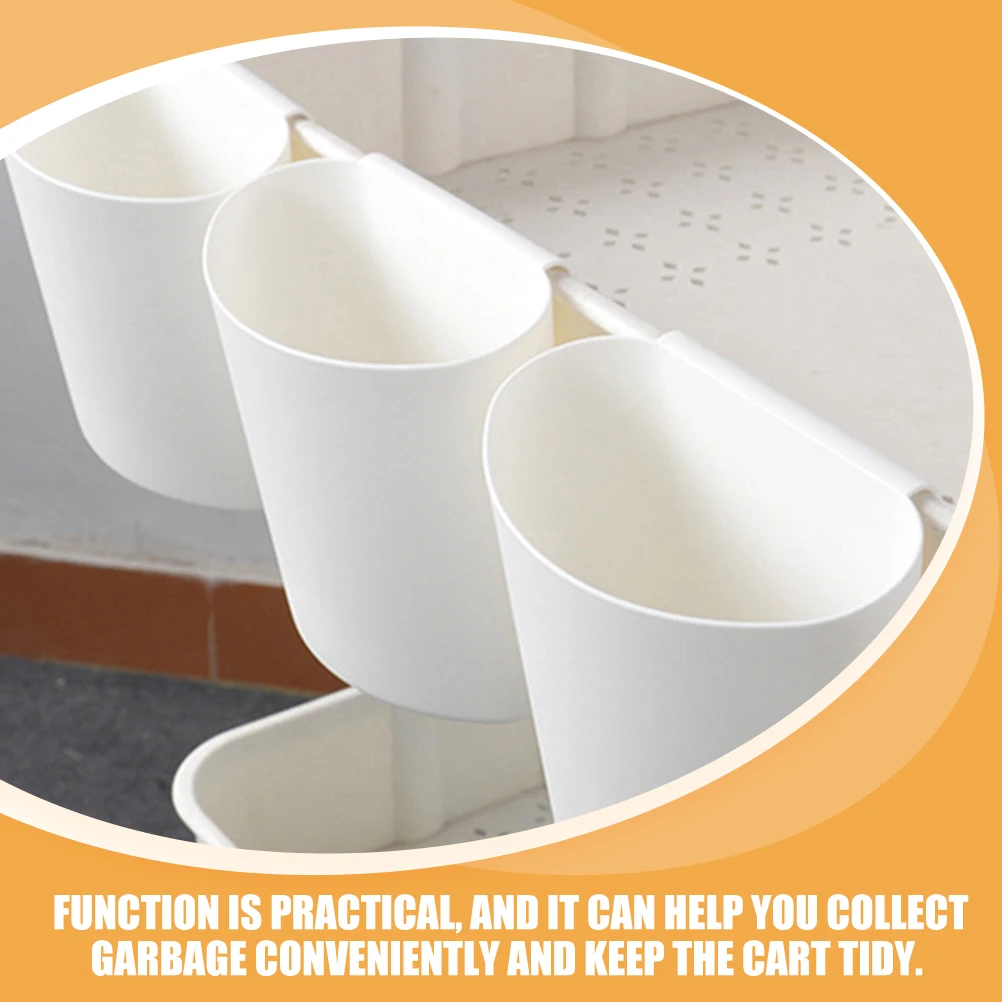 

3 Pcs Hanging Waste Basket Bucket Storage Basket Trash Can Cup Holder PP Compact Rolling Cart Accessories Small
