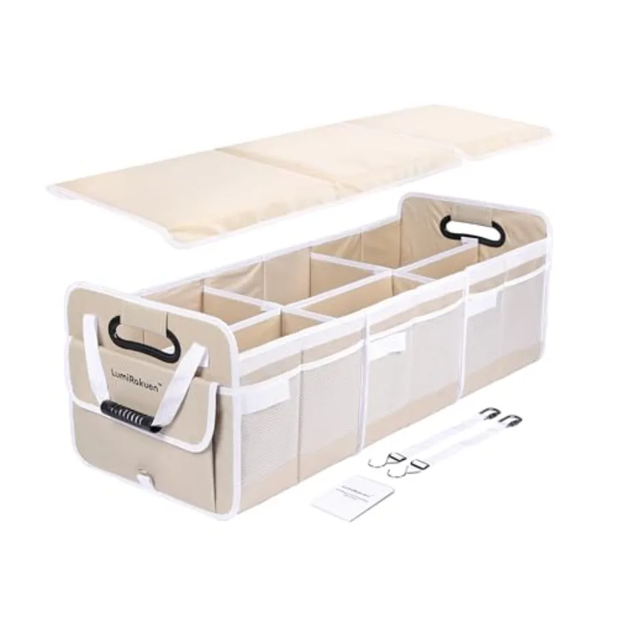 

Heavy Duty Trunk Organizer with Lid for Car SUV-1680D Water-Resistant 3.5mm PP Skeleton Collapsible Storage Box No Sliding Meta