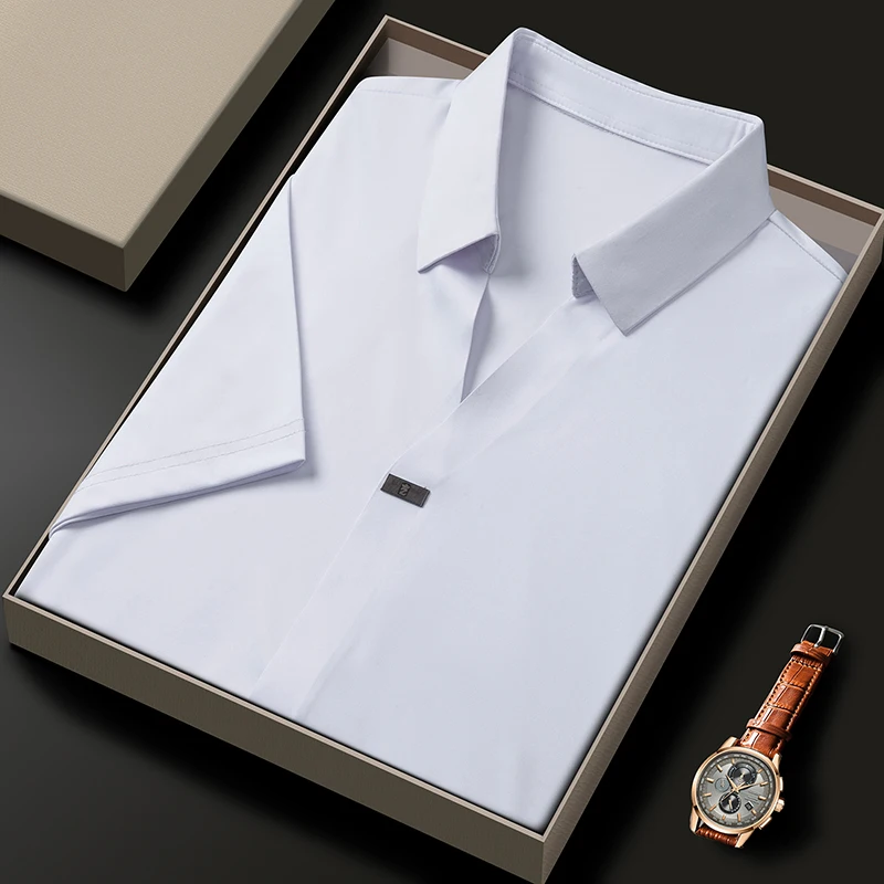 

Высококачественная дышащая рубашка-поло из ледяного шелка с короткими рукавами мужская летняя новая роскошная брендовая удобная корейская повседневная футболка с лацканами