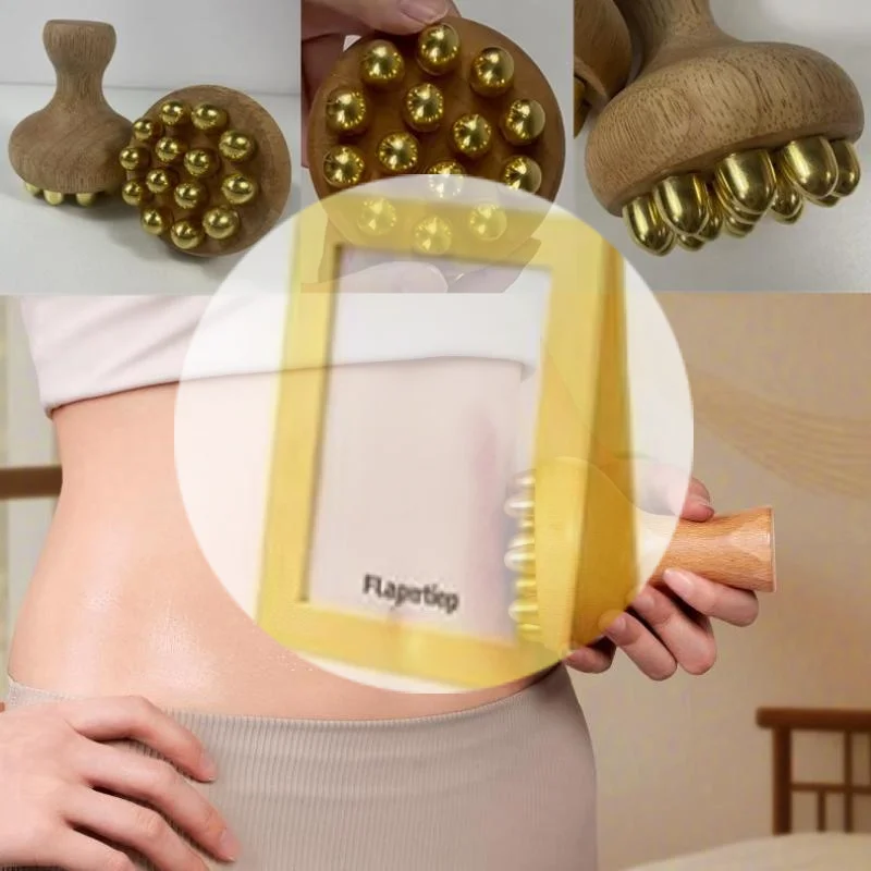 [متعددة الأغراض سبا غوا شا أداة النحاس رئيس تدليك غوا شا مشط طويل مقبض خشبي قوي ميريديان نقطة مدلك فرشاة