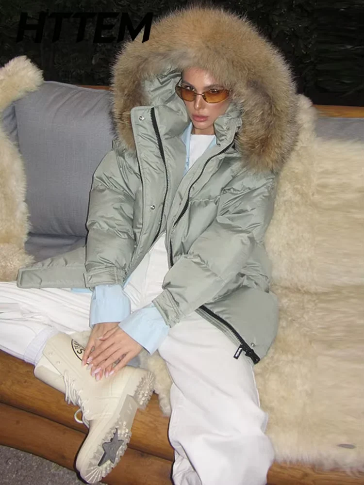 Big Fur Collar Hooded Waistband Waist Cinching Short Cotton Jacket Short Warm Winter Jacke 2026 Cold Weather Office Daily Outfit