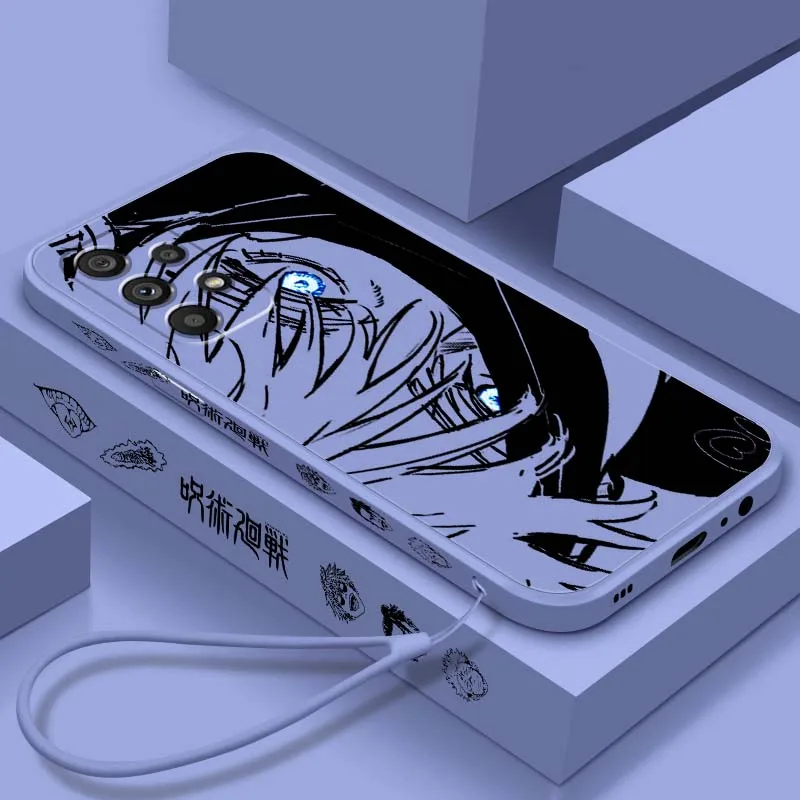 Luxury Gojo Jujutsu Kaisen Art For Samsung 20 10 A72 A71 A56 A55 A54 A53 A52 A51 A42 A41 A36 A35 A34 Liquid Left Rope Phone Case