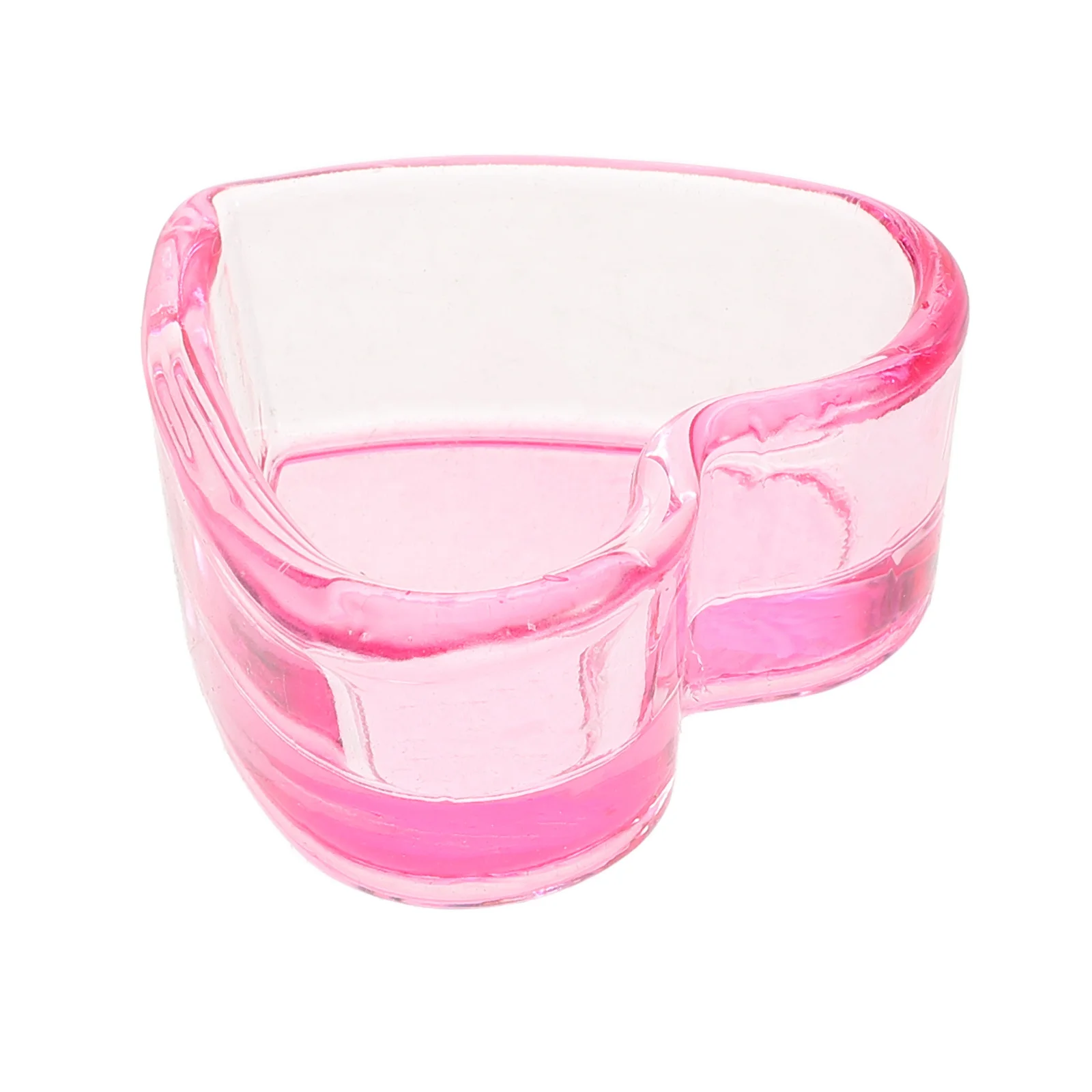 Piatto decorativo per unghie in vetro a forma di cuore Dappen per strumenti per manicure in acrilico Porta liquidi Accessorio essenziale per nail art fai da te