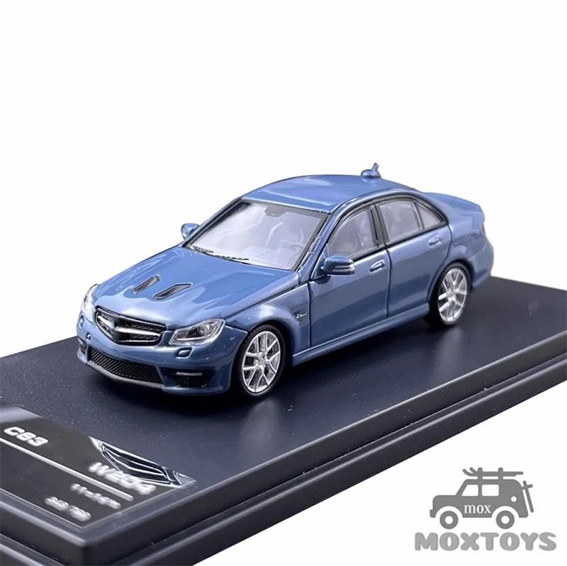 KING MODEL 1:64 C63 W204 Limited799 Titanium Gray / Yellow / Blue Diecast Model Car