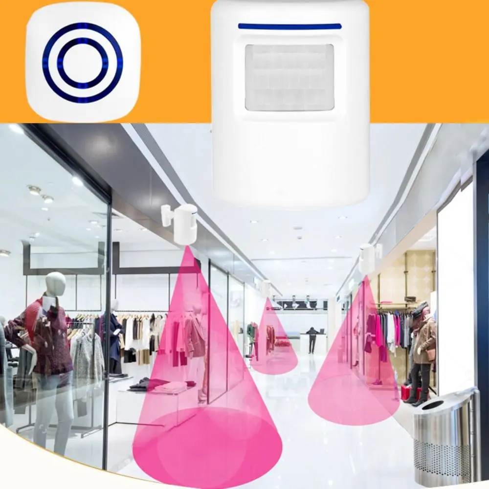 38 Chimes Wireless Doorbell Volume Adjustment Long Transmission Range PIR Infrared Sensor Plug-in Split Automatic Door Chime Kit