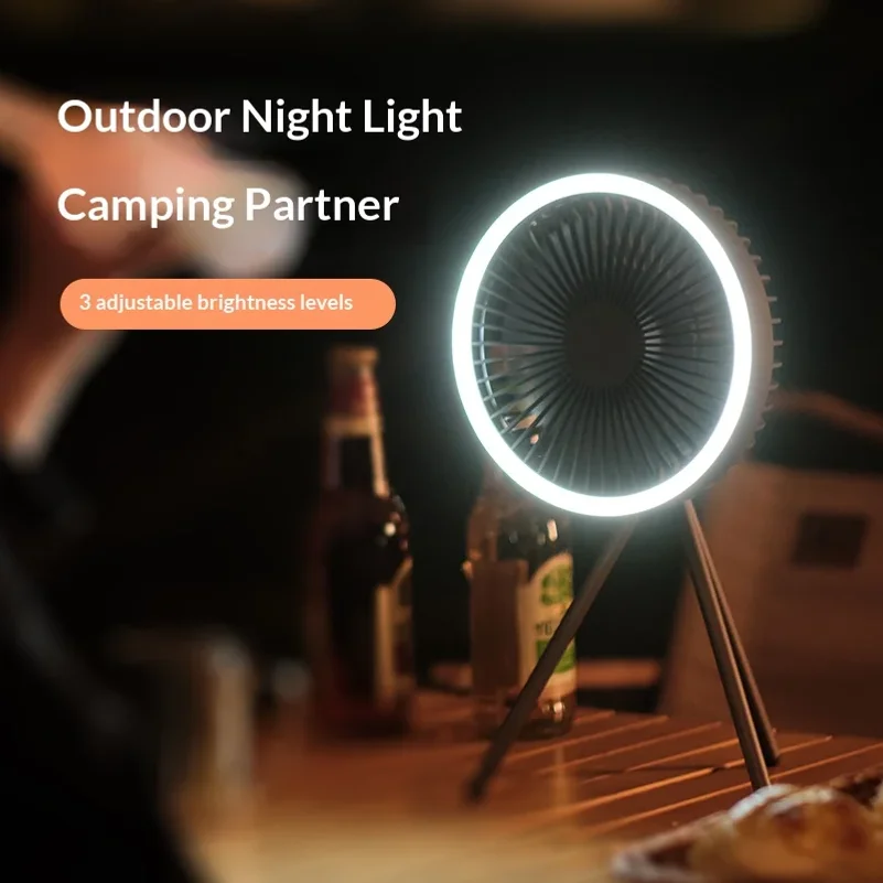 Portable Rechargeable Camping Fan 10000mAh Wireless Ceiling Desktop Fan with Power Bank LED Light