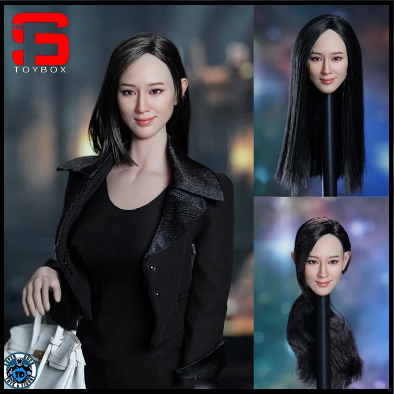 SUPER DUCK SDH039 1/6 Ning Chang Asian Beauty Head Sculpt Carving Model Fit 12'' TBL Female Soldier Suntan Action Figure Body