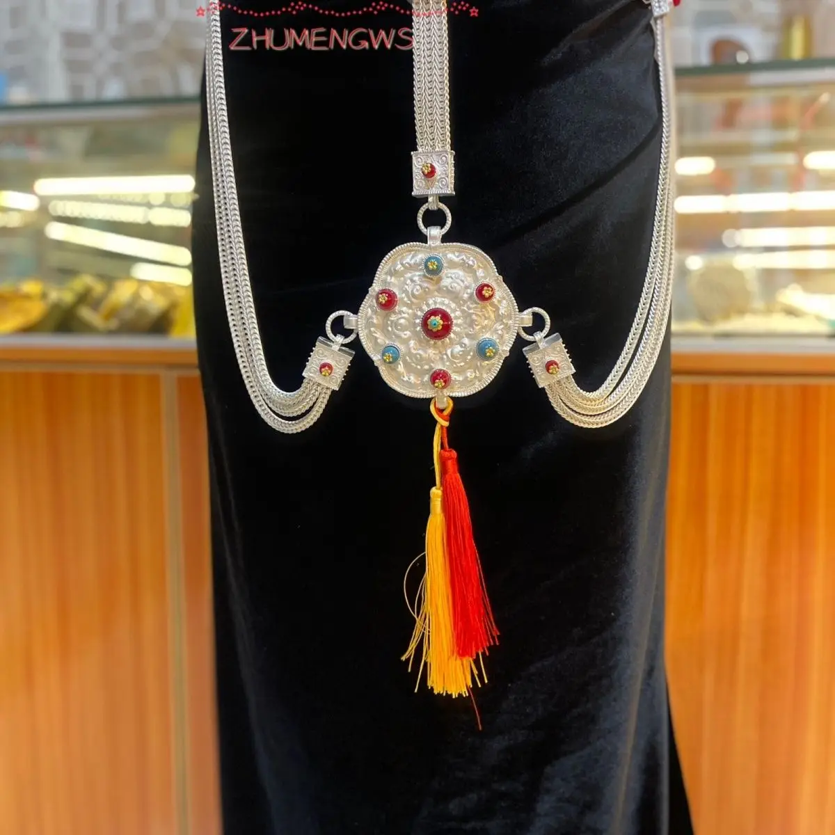 

New Tibetan pendant handmade copper silver plated waist chain traditional wedding accessories