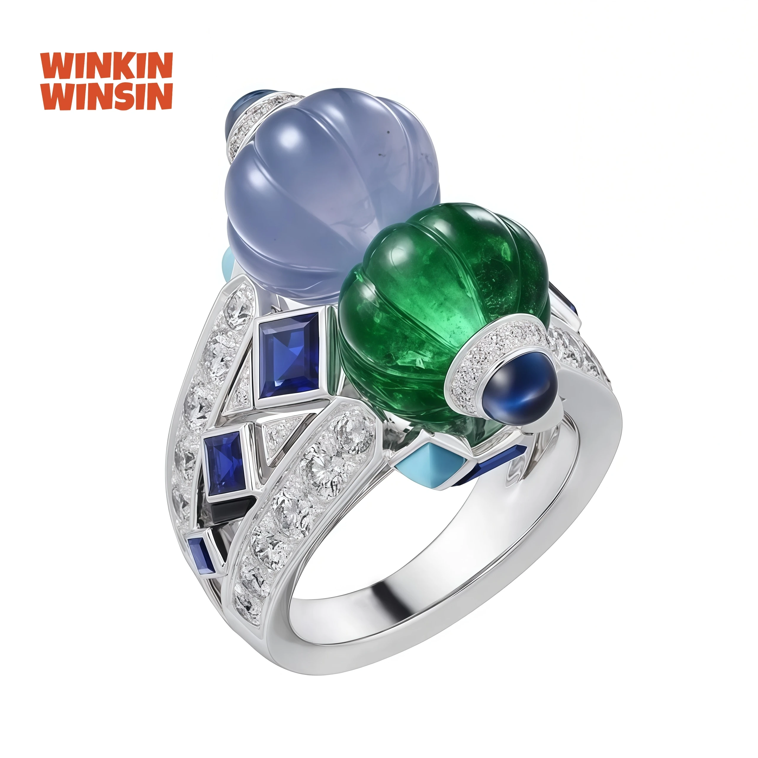 

WINKIN WINSIN Brand MST Trendy Tutti Frutti 925 Silver Gold Plated High Carbon Diamond Ring Fruit Sachet Party Party Women Ring