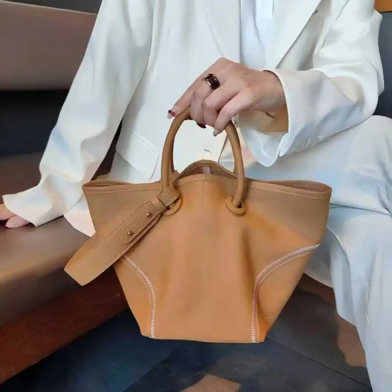 

CGCBAG Vintage Designer Luxury Women Handbags High Quality PU Leather Female Tote Bag Commuting Simple Solid Brand Shoulder Bag