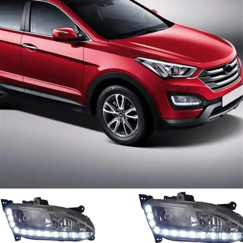 Flashing 2pcs DRL For Hyundai Santa Fe IX45 2013-2015 Driving Daytime Running Light