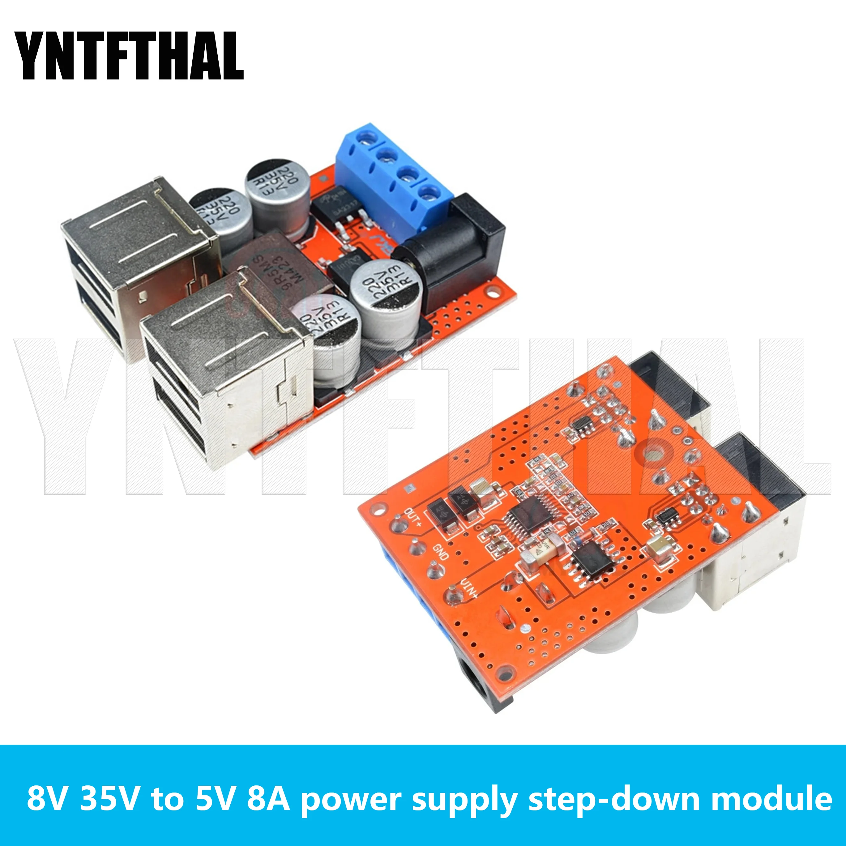 DC-DC Vehicle Charging Board 8V-35V to 5V 8A Power Supply Depressurization Module 4 port USB Output mobile Charger