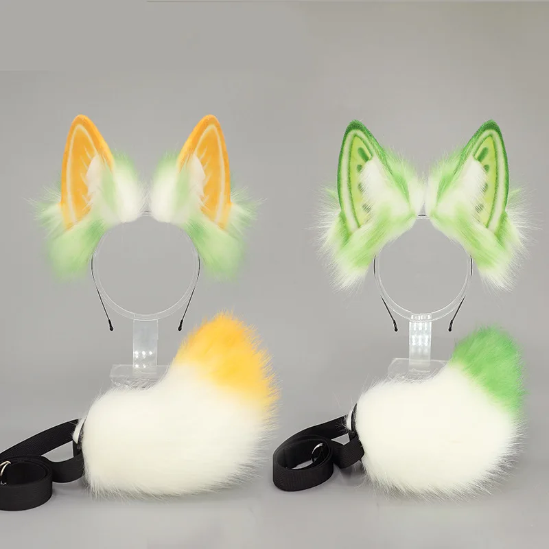 

Halloween Realistic Animal Ears Headband | Lolita Handmade Rabbit Ears KC + Tail Set for Cosplay