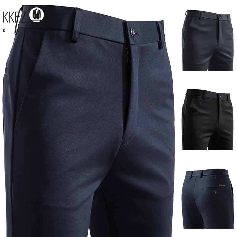 Light Air Permeable Men Formal Suit Slacks Minimalist Straight Silhouette Multi Size Business Outing Daily Casual Trousers