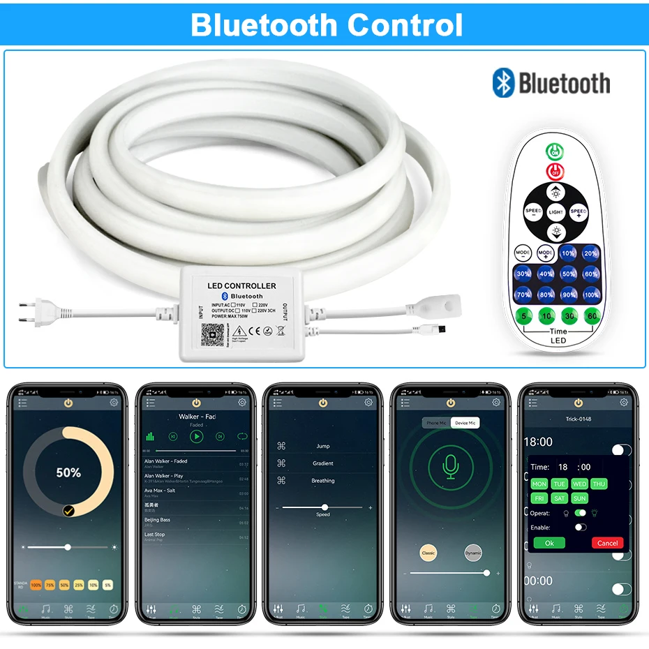 220V COB LED-Streifen 288LEDs/m IP65 Wasserdicht Tuya WiFi Bluetooth-Steuerung Fernbedienung Selbstklebend Flexibles Band mit EU-Stecker Dekoration – Detail 9