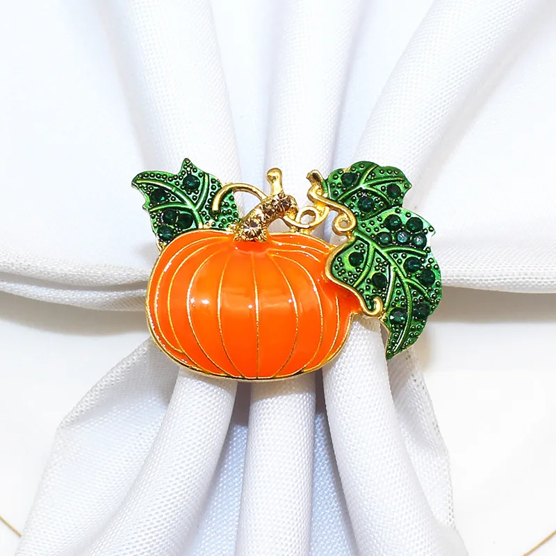1Pcs Thanksgiving Napkin Ring Pumpkin Maple Leaf Napkin Ring Holder for Fall Halloween Party Gathering Dinner Table Decoration