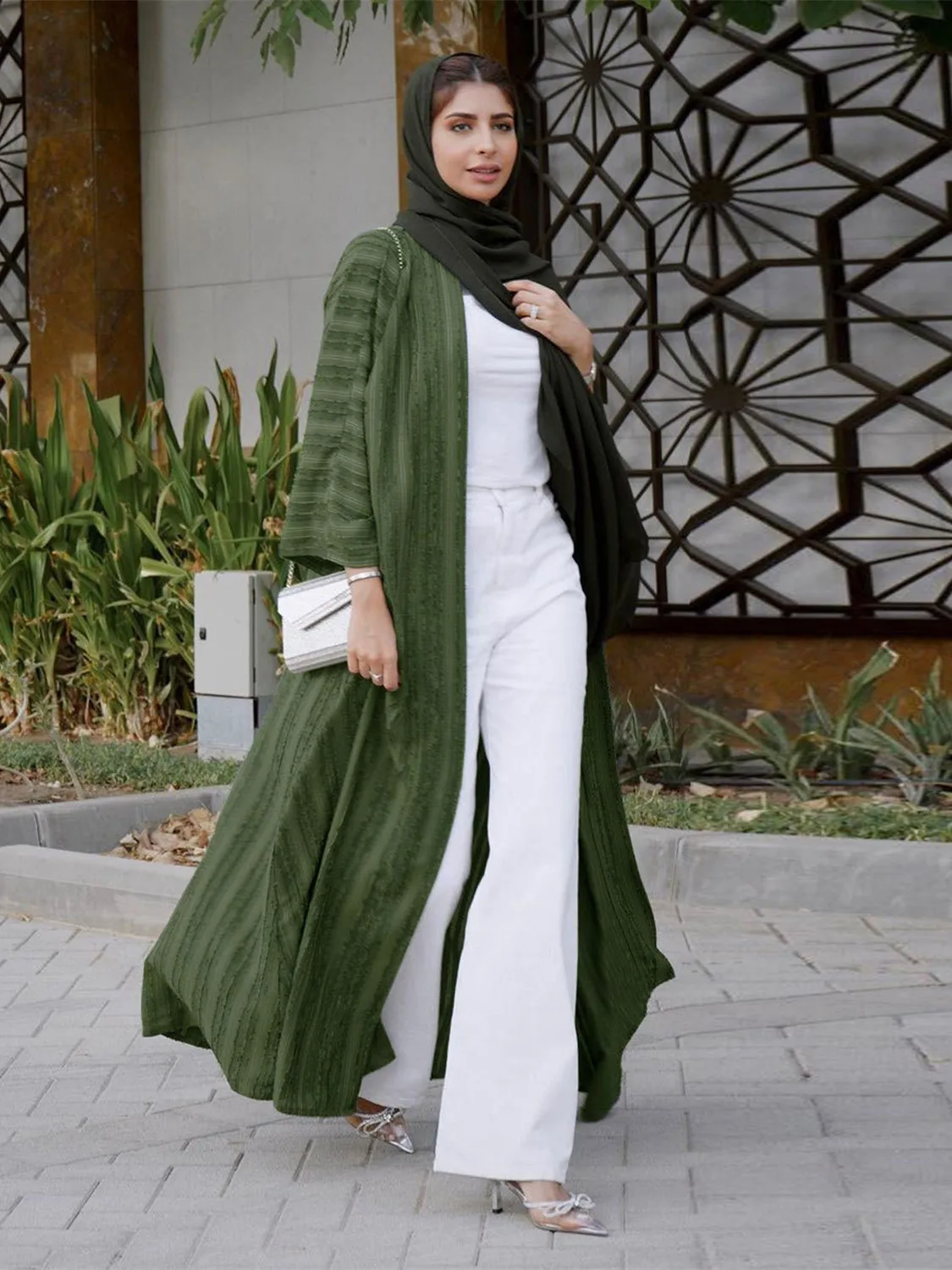 Abaya muçulmana com cinto WY709, vestido muçulmano de manga comprida Dubai, Djellaba Islã, quimono aberto, cores Ramadan, Eid