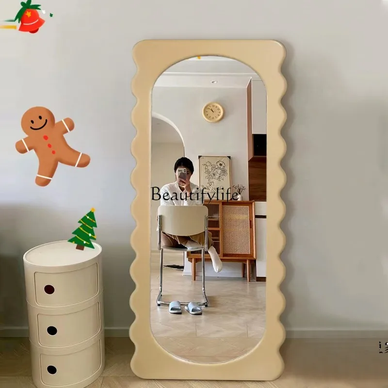 Wave Full-Length Mirror Household Light Luxury Floor Cream Style Special-Shaped Wall Hanging Full-Length Mirror