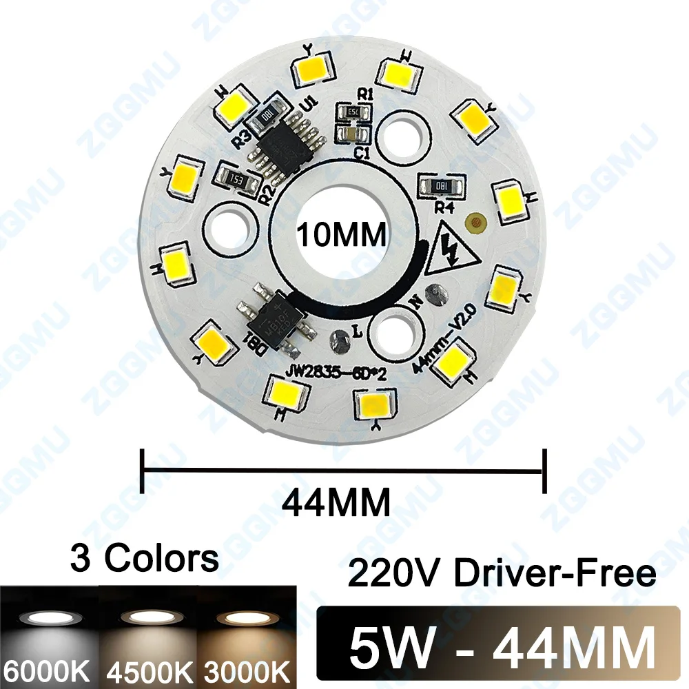 Imagem -03 - Led Pcb Board para Substituição Downlight Smd2835 Chip Cob Potência Total Nenhum Driver Necessário Placa de Fonte de Luz Linear Faça Você Mesmo 3w 5w 7w 220v