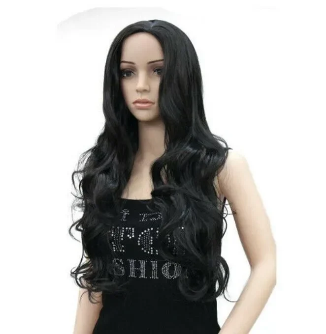 Encaracolado Anime Cosplay Peruca De Cabelo, Longo, Loiro, Preto, Vermelho, 4 Cores