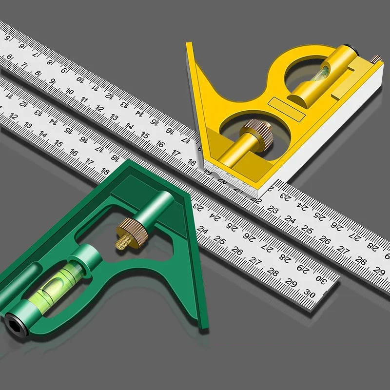 Triangle Ruler 45 Degree Curve Ruler Multifunctional Combination Angle Ruler Level 300mm Stainless Steel Movable Right Angle