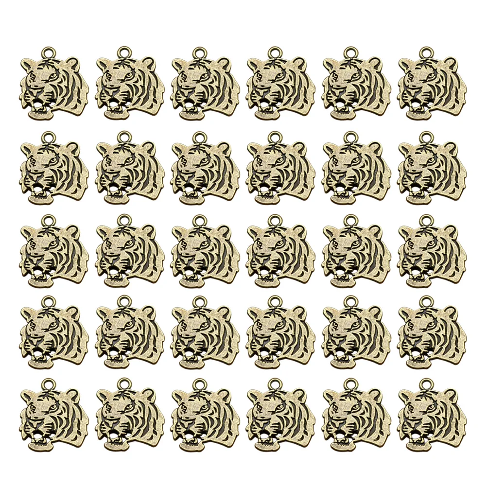 

30 Pcs Making Paw Animal Pendant Charms for Necklace Tiger Head Jewelry Bracelet