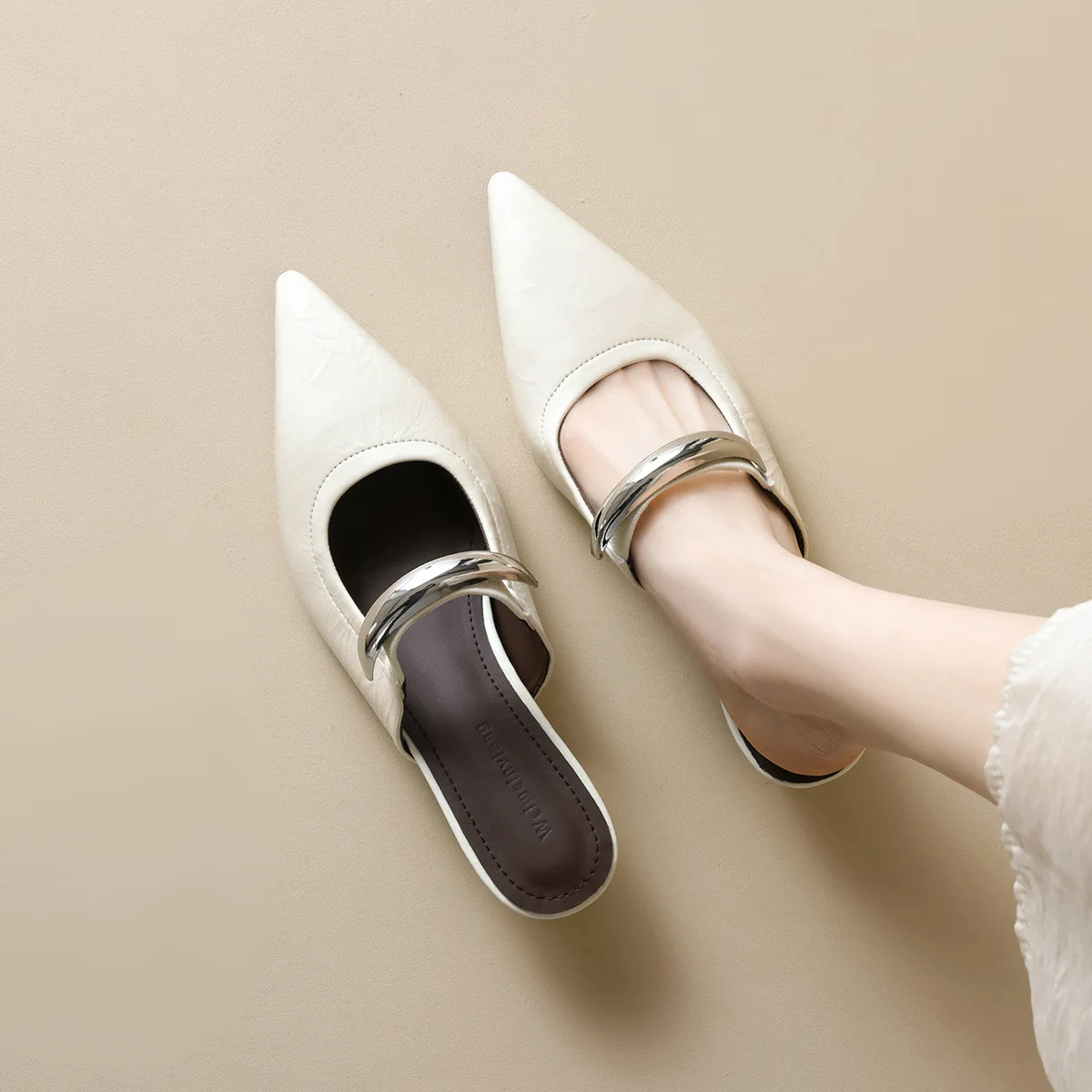 

Gorasion French Outsile Slippers Women Pointed Toe Wedges Leather Mules Luxury Slip-on Korean Style Sandal Lady Handmade Shoes