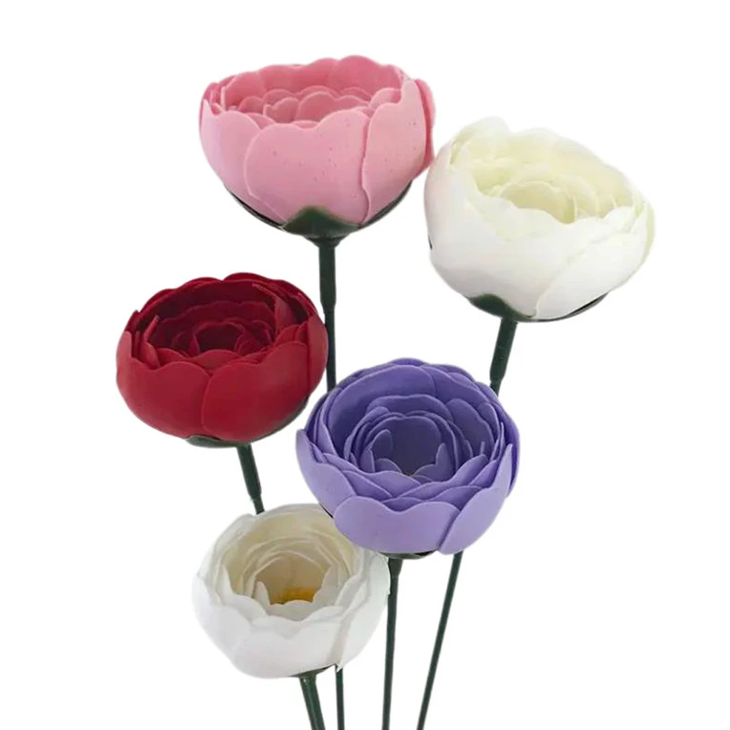 50 Stück Ranunkel-Pfingstrosen-Blütenköpfe, Künstliche Teerosen, DIY-Bouquet, Geschenkbox, Blumenarrangement, Hochzeits- und Heimdekoration – Detail 4