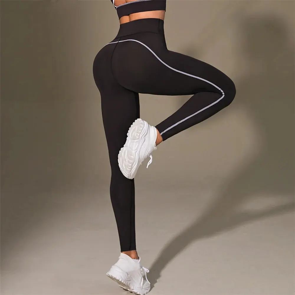 Women Solid Color Yoga Leggings Comfy High Waist Quick Dry Sports Pants Fitness Trousers Gym Activewear Push Up Leggings