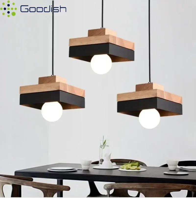 Industrial Vintage Solid Wooden Iron Ball Art Creative LED Pendant Lights Plated Lamp for Living Room Home Decoration Chandelier